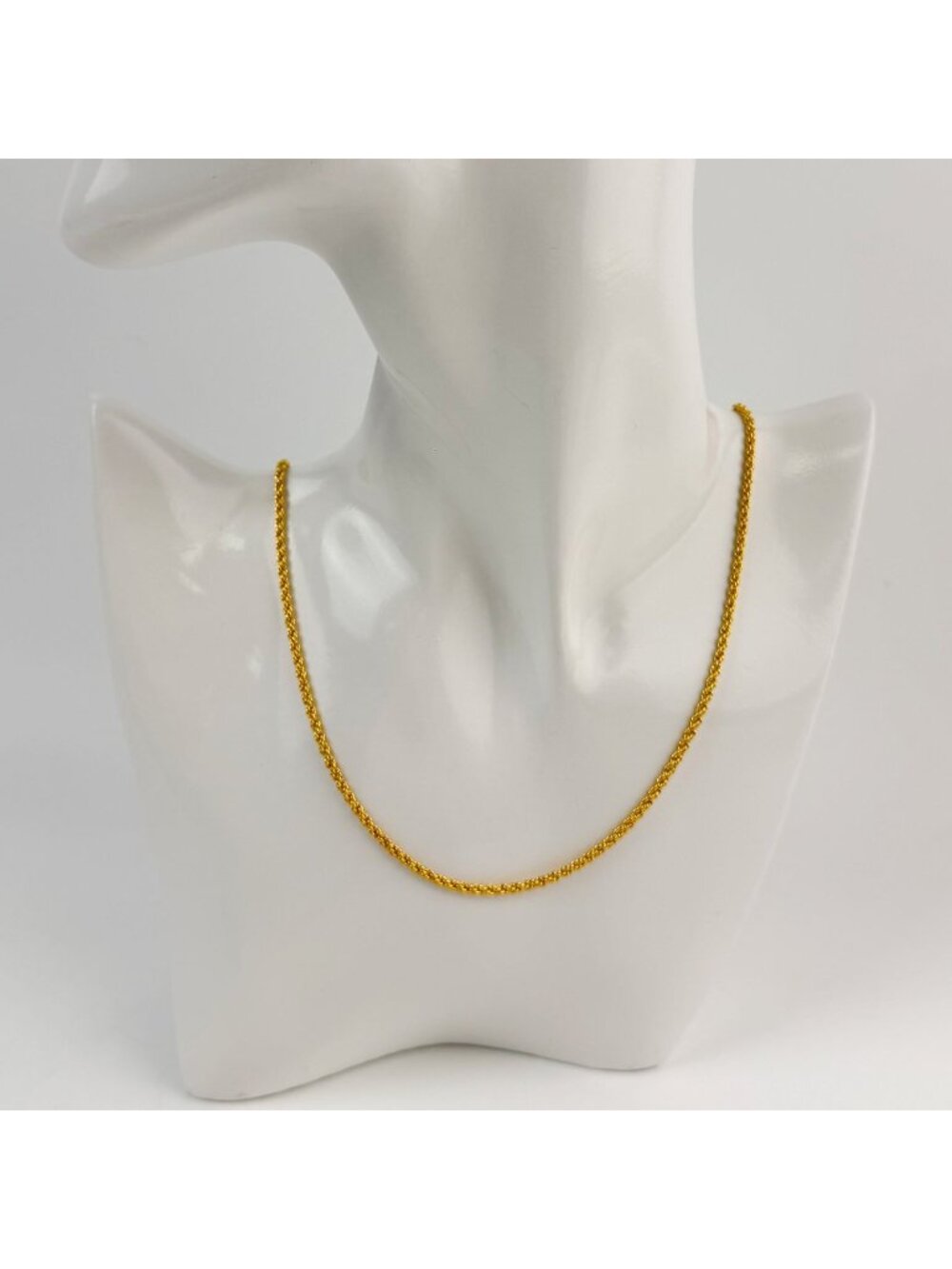 Saint Laurent Twisted Rope Chain YSL Logo Charm Necklace Plated Gold Vintage